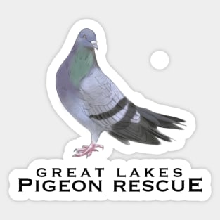 Great Lakes Pigeon Rescue Mascot - Black Letters Sticker